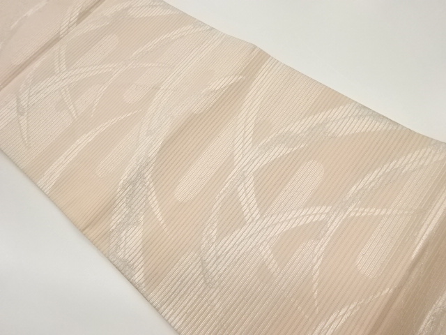 絽ヱ霞に葉模様織出し袋帯